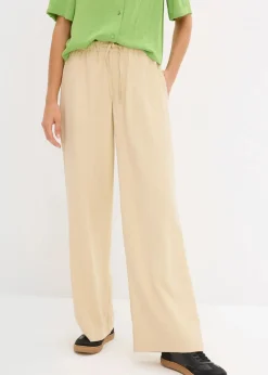 bonprix Hosen|Bekleidung·Kleider^Marlenehose aus fließender Viskose grünbeige