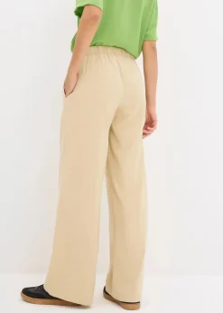 bonprix Hosen|Bekleidung·Kleider^Marlenehose aus fließender Viskose grünbeige