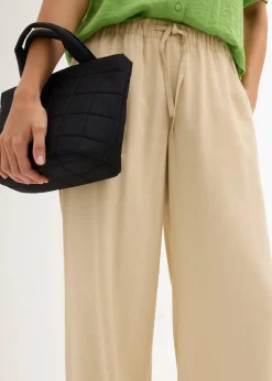 bonprix Hosen|Bekleidung·Kleider^Marlenehose aus fließender Viskose grünbeige