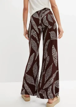 bonprix Nachhaltigere Materialien|Hosen^Marlenehose aus fließender Viskose terrabraun/wollweiß bedruckt