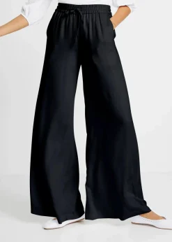 bonprix Bekleidung·Kleider|Hosen^Marlenehose aus leicht glänzender Viskose schwarz