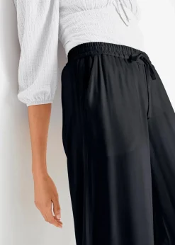 bonprix Bekleidung·Kleider|Hosen^Marlenehose aus leicht glänzender Viskose schwarz