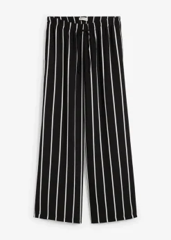 bonprix Bekleidung·Kleider|Hosen^Marlenehose aus leichtem Crêpe schwarz/wollweiß gestreift