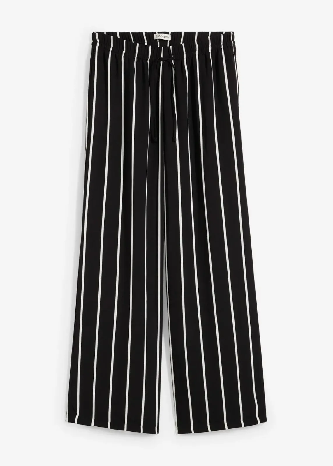 bonprix Bekleidung·Kleider|Hosen^Marlenehose aus leichtem Crêpe schwarz/wollweiß gestreift