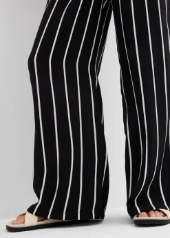 bonprix Bekleidung·Kleider|Hosen^Marlenehose aus leichtem Crêpe schwarz/wollweiß gestreift