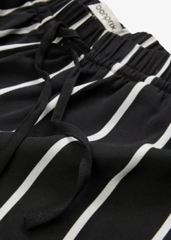 bonprix Bekleidung·Kleider|Hosen^Marlenehose aus leichtem Crêpe schwarz/wollweiß gestreift
