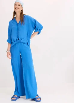 bonprix Hosen|Bekleidung·Kleider^Marlenehose aus leichtem Crêpe gletscherblau