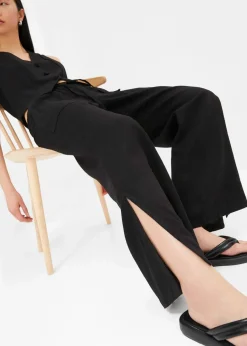 bonprix Hosen|Bekleidung·Kleider^Marlenehose aus Leinen schwarz
