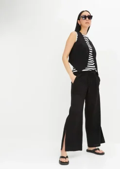 bonprix Hosen|Bekleidung·Kleider^Marlenehose aus Leinen schwarz