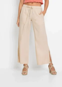 bonprix Hosen|Bekleidung·Kleider^Marlenehose aus Leinen sandbeige