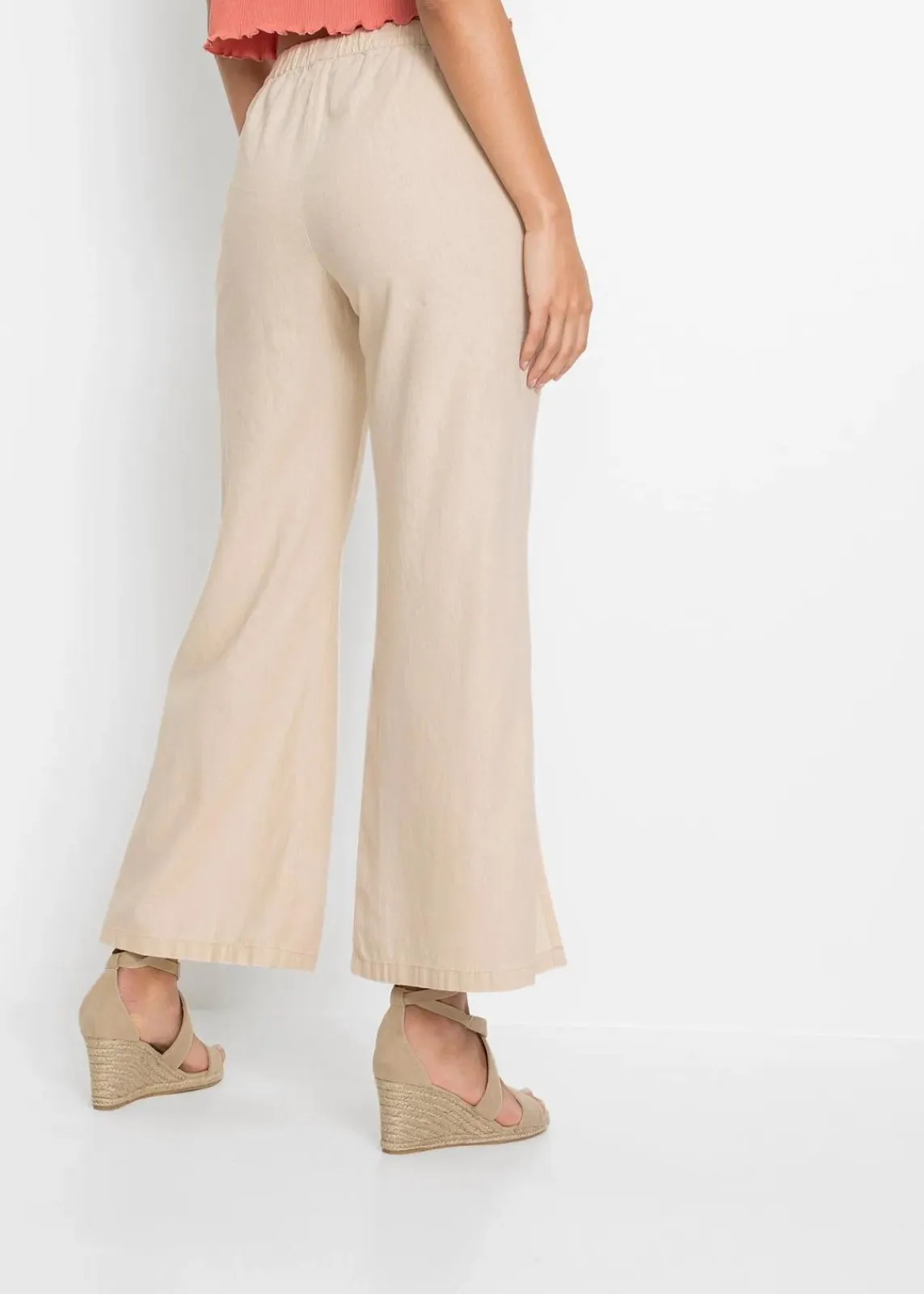 bonprix Hosen|Bekleidung·Kleider^Marlenehose aus Leinen sandbeige