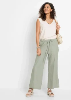 bonprix Bekleidung·Kleider|Hosen^Marlenehose aus Leinen seegras