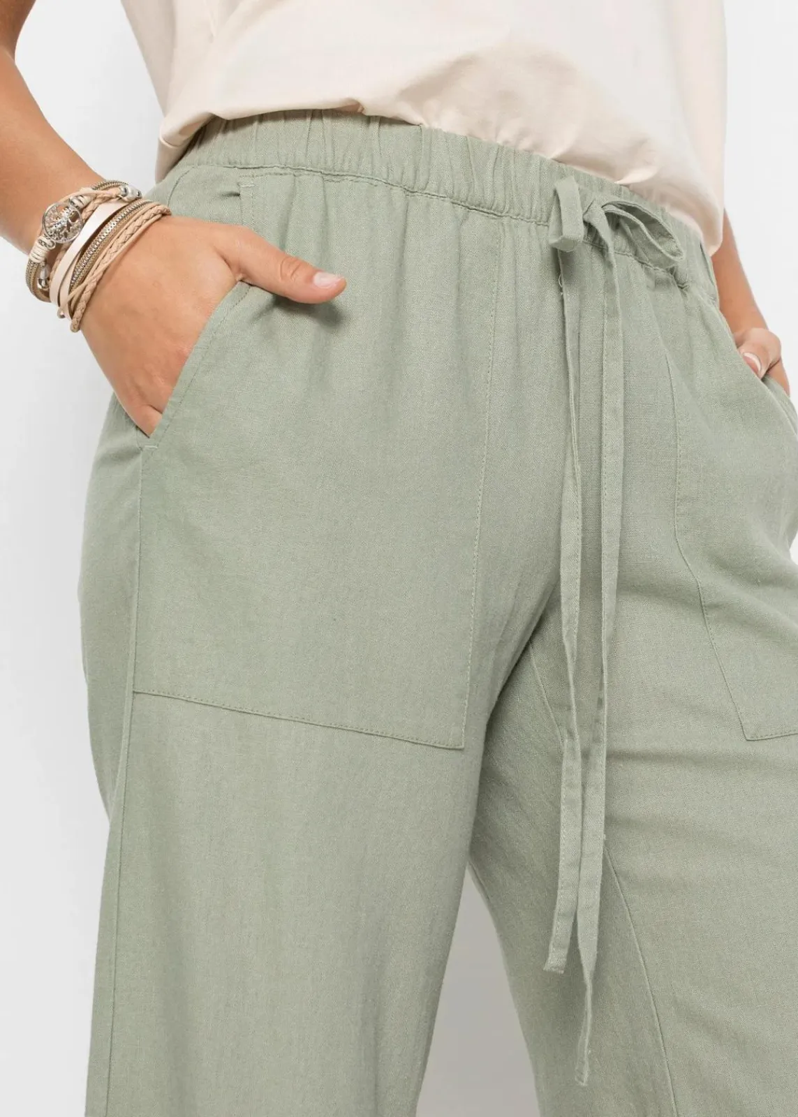 bonprix Bekleidung·Kleider|Hosen^Marlenehose aus Leinen seegras