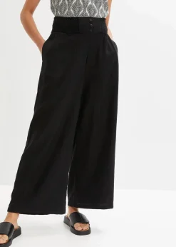 bonprix Nachhaltigere Materialien|Hosen^Marlenehose aus luftigem Leinen-Mix schwarz