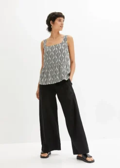 bonprix Nachhaltigere Materialien|Hosen^Marlenehose aus luftigem Leinen-Mix schwarz