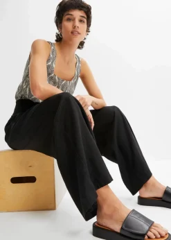 bonprix Nachhaltigere Materialien|Hosen^Marlenehose aus luftigem Leinen-Mix schwarz