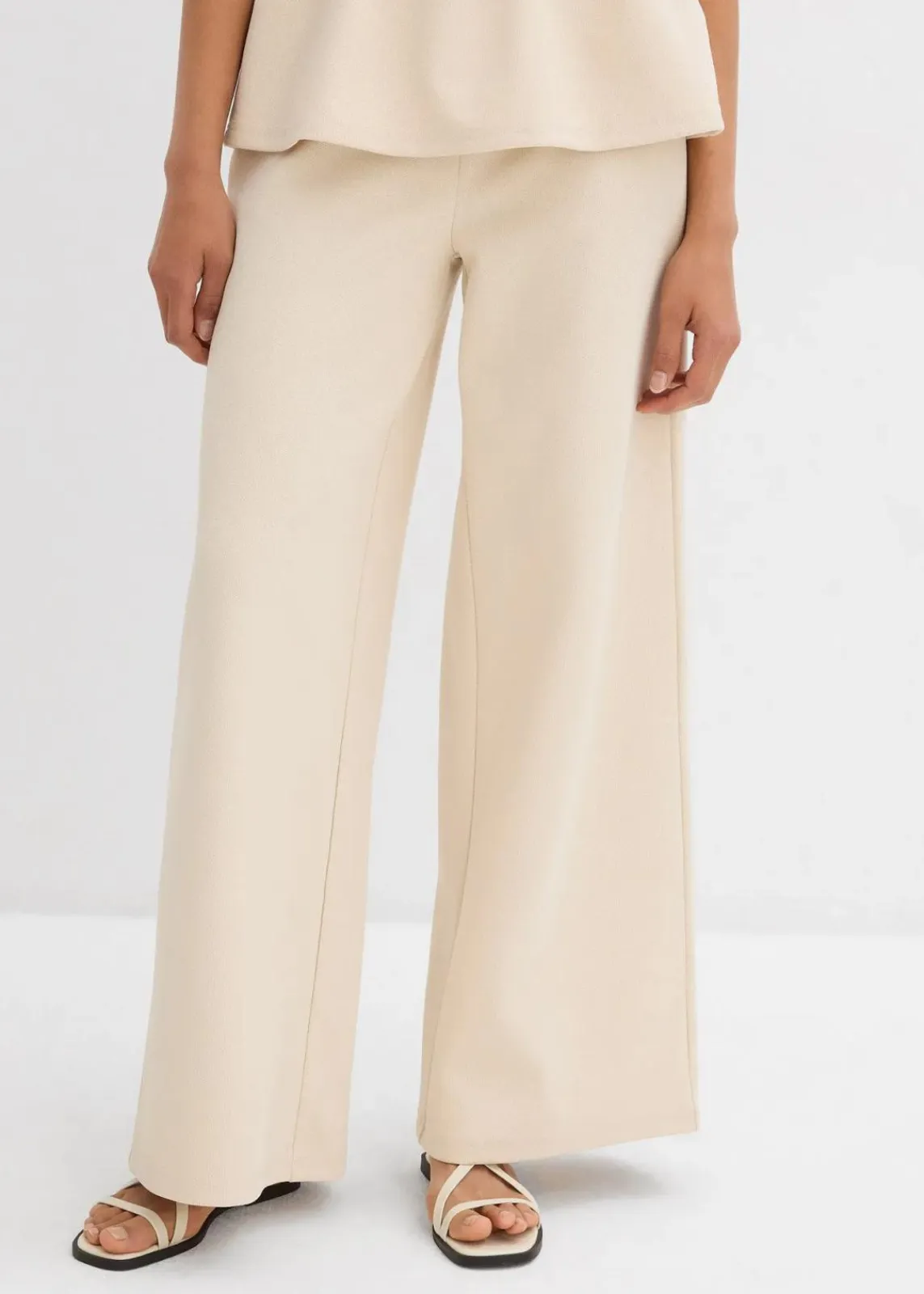 bonprix Hosen|Zweiteiler & Sets^Marlenehose aus Piqué kieselbeige