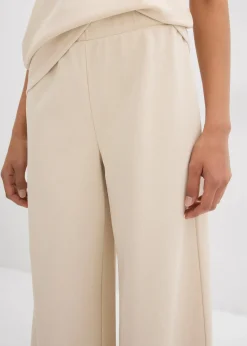 bonprix Hosen|Zweiteiler & Sets^Marlenehose aus Piqué kieselbeige