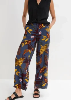 bonprix Bekleidung·Kleider|Hosen^Marlenehose aus reiner Viskose dunkelgrau bedruckt