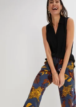 bonprix Bekleidung·Kleider|Hosen^Marlenehose aus reiner Viskose dunkelgrau bedruckt
