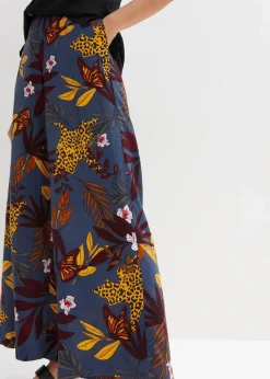 bonprix Bekleidung·Kleider|Hosen^Marlenehose aus reiner Viskose dunkelgrau bedruckt