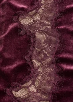bonprix Hosen|Bekleidung·Kleider^Marlenehose aus softem Samt mit Spitzeneinsatz weinrot