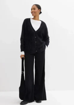 bonprix Bekleidung·Kleider|Hosen^Marlenehose aus Viskose-Mix schwarz/wollweiß