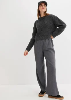 bonprix Hosen|Nachhaltigere Materialien^Marlene-Hose in Wolloptik anthrazit meliert meliert