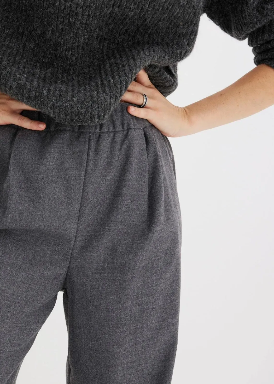 bonprix Hosen|Nachhaltigere Materialien^Marlene-Hose in Wolloptik anthrazit meliert meliert