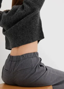 bonprix Hosen|Nachhaltigere Materialien^Marlene-Hose in Wolloptik anthrazit meliert meliert
