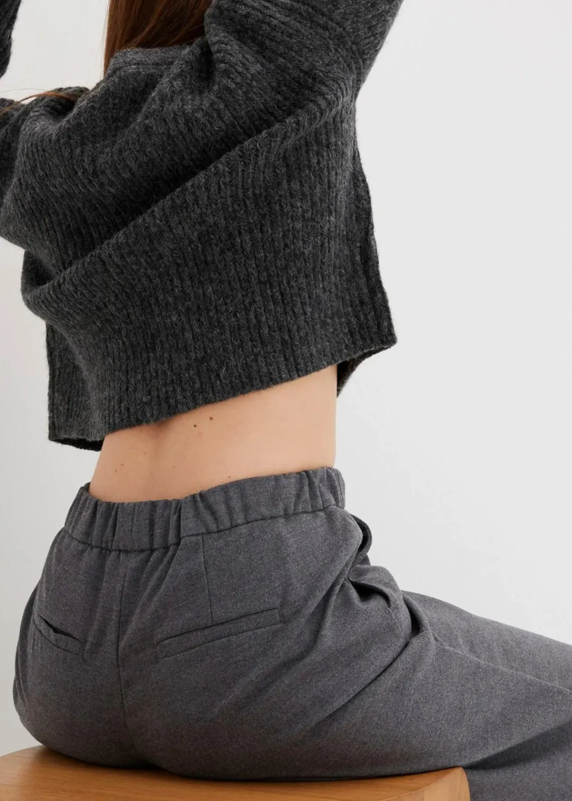 bonprix Hosen|Nachhaltigere Materialien^Marlene-Hose in Wolloptik anthrazit meliert meliert
