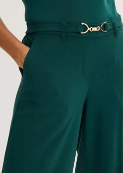 bonprix Hosen|Bekleidung·Kleider^Marlenehose mit Ziergürtel tiefgrün