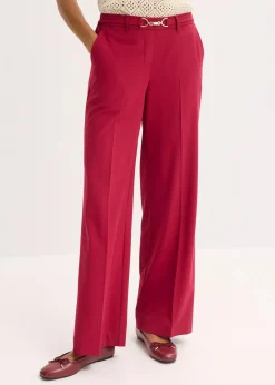 bonprix Hosen|Bekleidung·Kleider^Marlenehose mit Ziergürtel dunkelrot