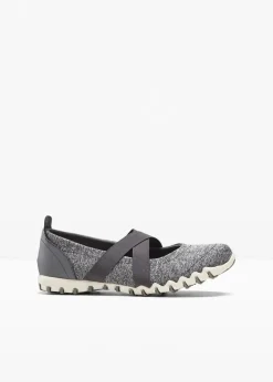 bonprix Sommerschuhe|Schuhe & Accessoires In Spezialgrößen·Elastischer Schaft^Mary-Janes mit elastischen Riemen anthrazit meliert