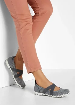 bonprix Sommerschuhe|Schuhe & Accessoires In Spezialgrößen·Elastischer Schaft^Mary-Janes mit elastischen Riemen anthrazit meliert