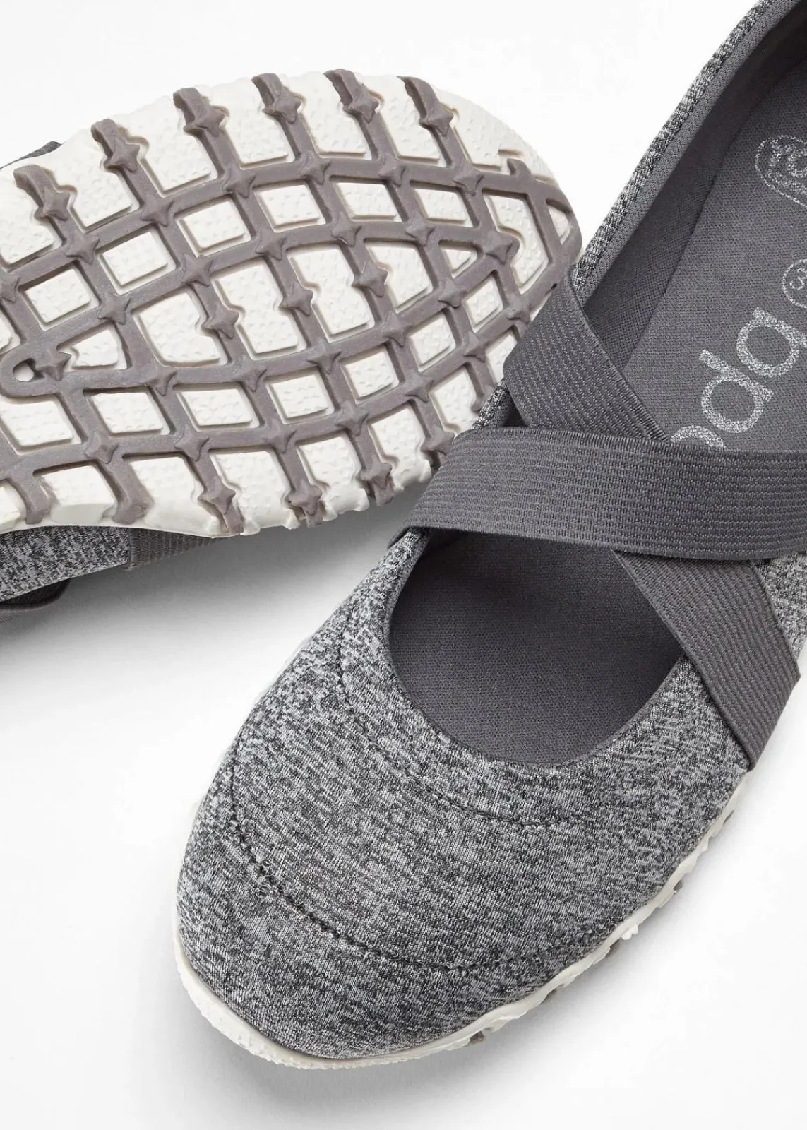 bonprix Sommerschuhe|Schuhe & Accessoires In Spezialgrößen·Elastischer Schaft^Mary-Janes mit elastischen Riemen anthrazit meliert