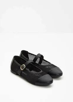 bonprix Sommerschuhe^Mary-Janes mit Mesh-Einsatz schwarz