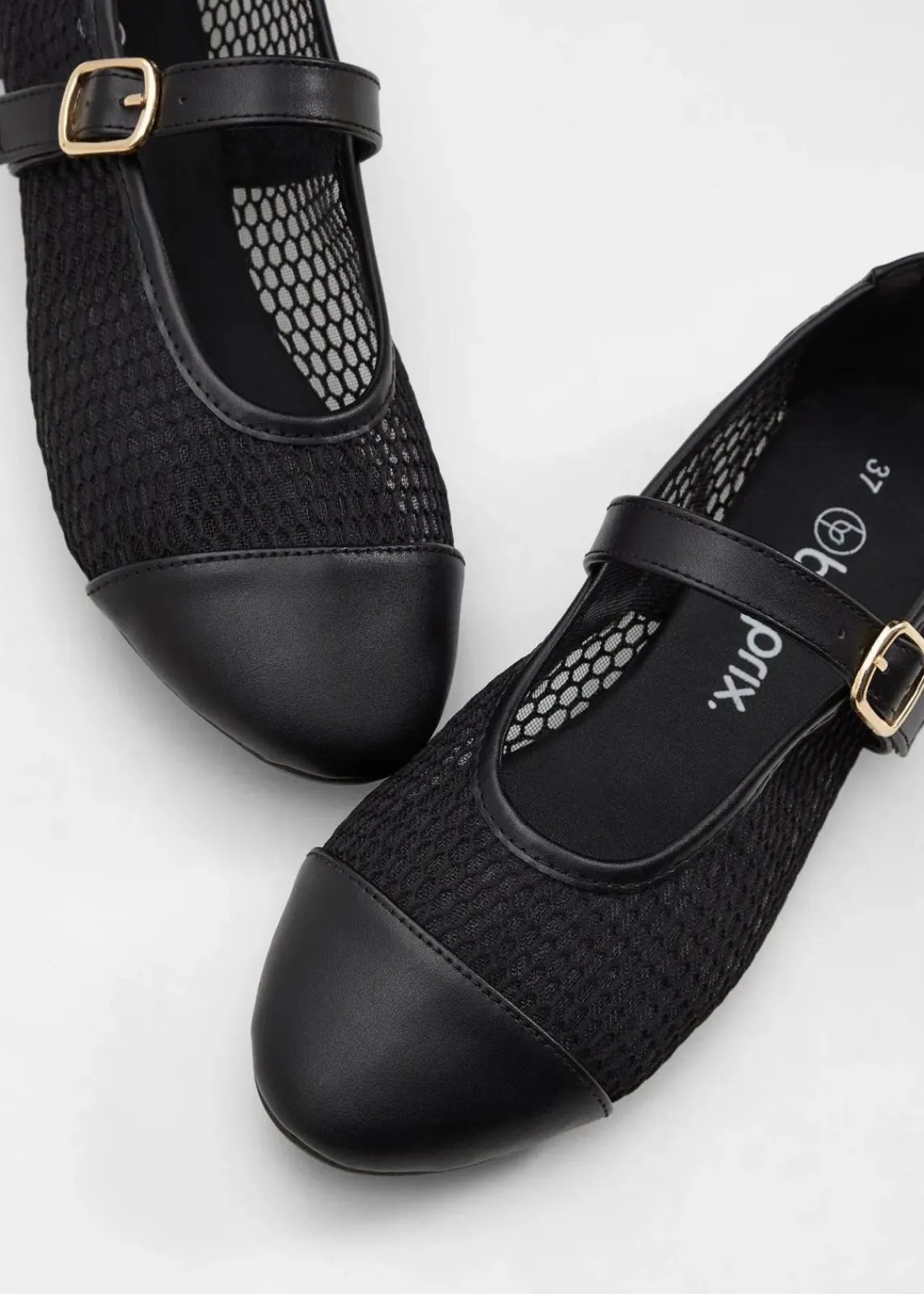 bonprix Sommerschuhe^Mary-Janes mit Mesh-Einsatz schwarz