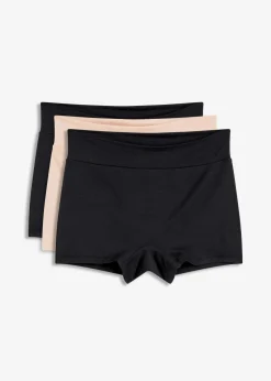 bonprix Wäsche·Höschen|Höschen^Maxi Damenboxer aus softem Modal (3er Pack) schwarz+kreidebeige