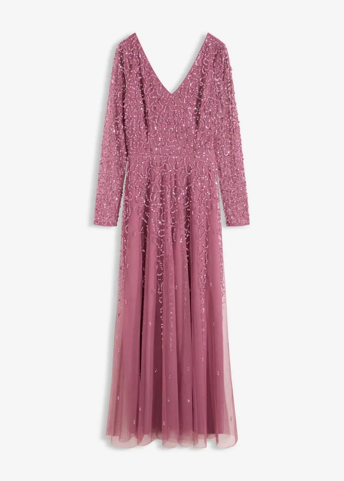 bonprix Bekleidung·Pullover & Strickjacken|Festliche Mode^Maxi- oder Abendkleid mit Pailletten dunkelrose