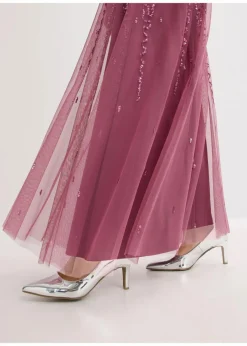 bonprix Bekleidung·Pullover & Strickjacken|Festliche Mode^Maxi- oder Abendkleid mit Pailletten dunkelrose