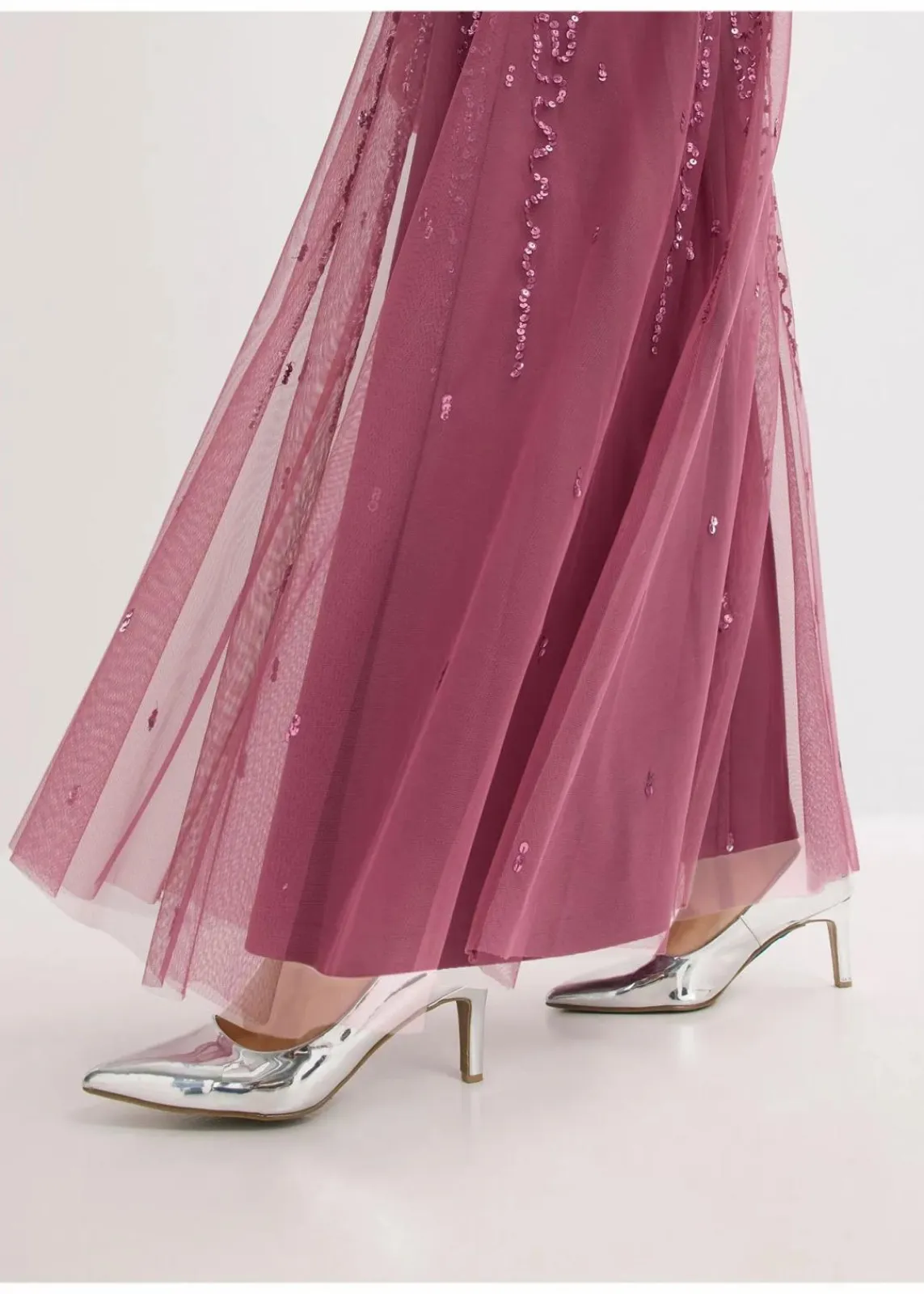 bonprix Bekleidung·Pullover & Strickjacken|Festliche Mode^Maxi- oder Abendkleid mit Pailletten dunkelrose