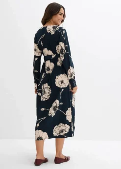 bonprix Bekleidung·Blazer|Umstandsmode^Maxi- Wickelkleid für die Schwangerschaft und danach tiefgrün/beige