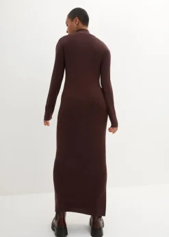 bonprix Bekleidung·Umstandsmode|Bekleidung·Pullover & Strickjacken^Maxi-Feinstrickkleid aus fließendem Viskose-Mix terrabraun