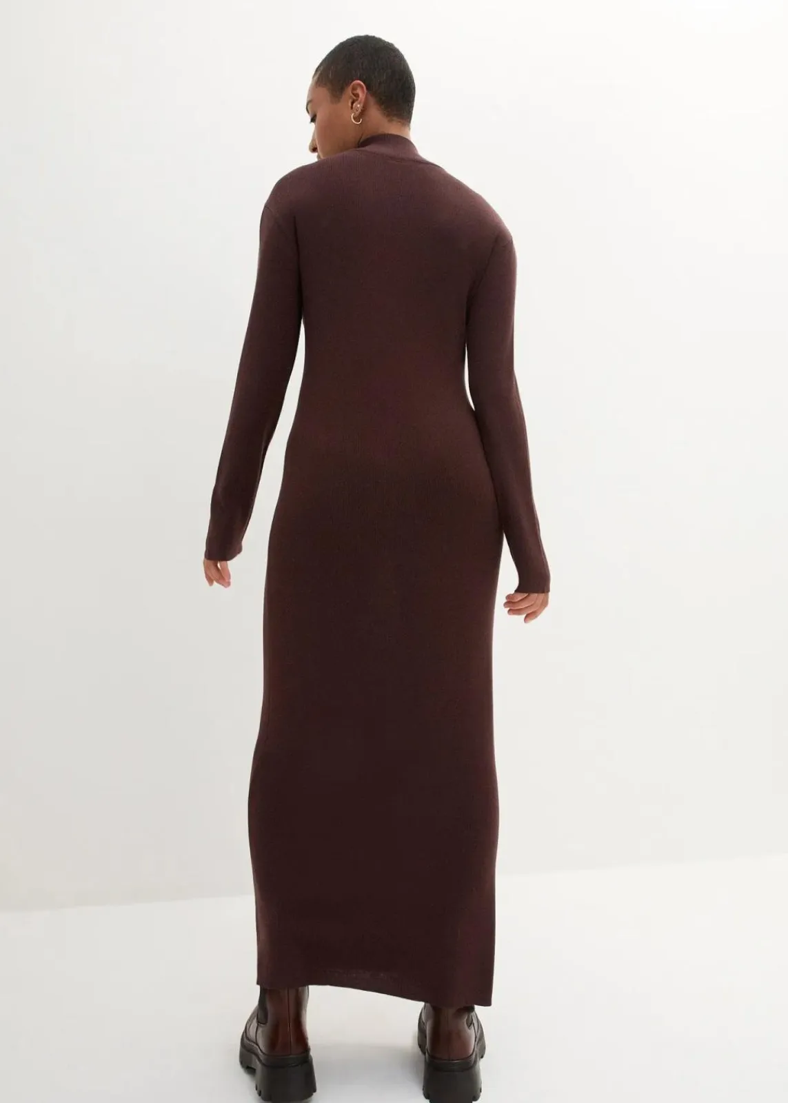 bonprix Bekleidung·Umstandsmode|Bekleidung·Pullover & Strickjacken^Maxi-Feinstrickkleid aus fließendem Viskose-Mix terrabraun