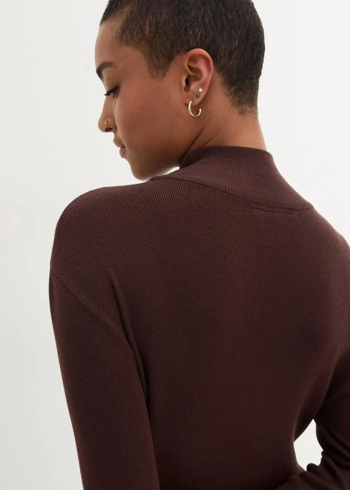 bonprix Bekleidung·Umstandsmode|Bekleidung·Pullover & Strickjacken^Maxi-Feinstrickkleid aus fließendem Viskose-Mix terrabraun