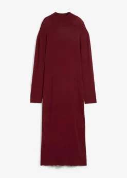 bonprix Bekleidung·Umstandsmode|Bekleidung·Pullover & Strickjacken^Maxi-Feinstrickkleid aus fließendem Viskose-Mix rubinrot