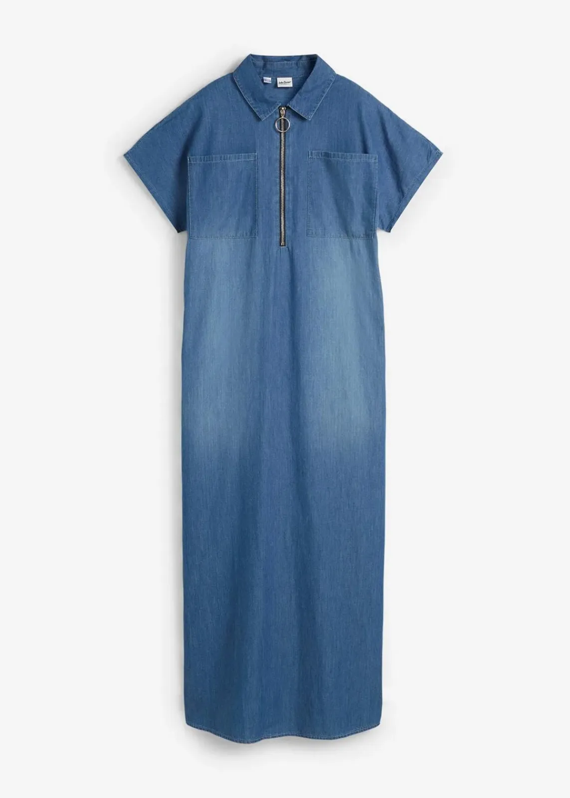 bonprix Bekleidung·Pullover & Strickjacken|Kleider^Maxi-Jeanskleid blau denim used