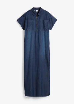 bonprix Kleider|Bekleidung·Pullover & Strickjacken^Maxi-Jeanskleid dunkelblau denim used