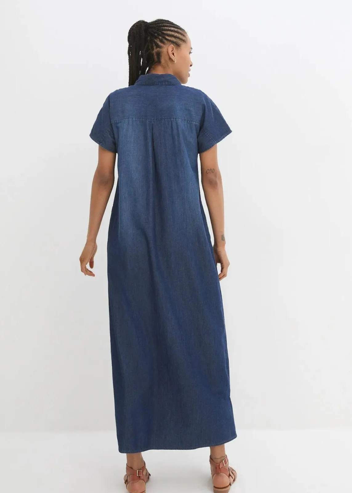 bonprix Kleider|Bekleidung·Pullover & Strickjacken^Maxi-Jeanskleid dunkelblau denim used